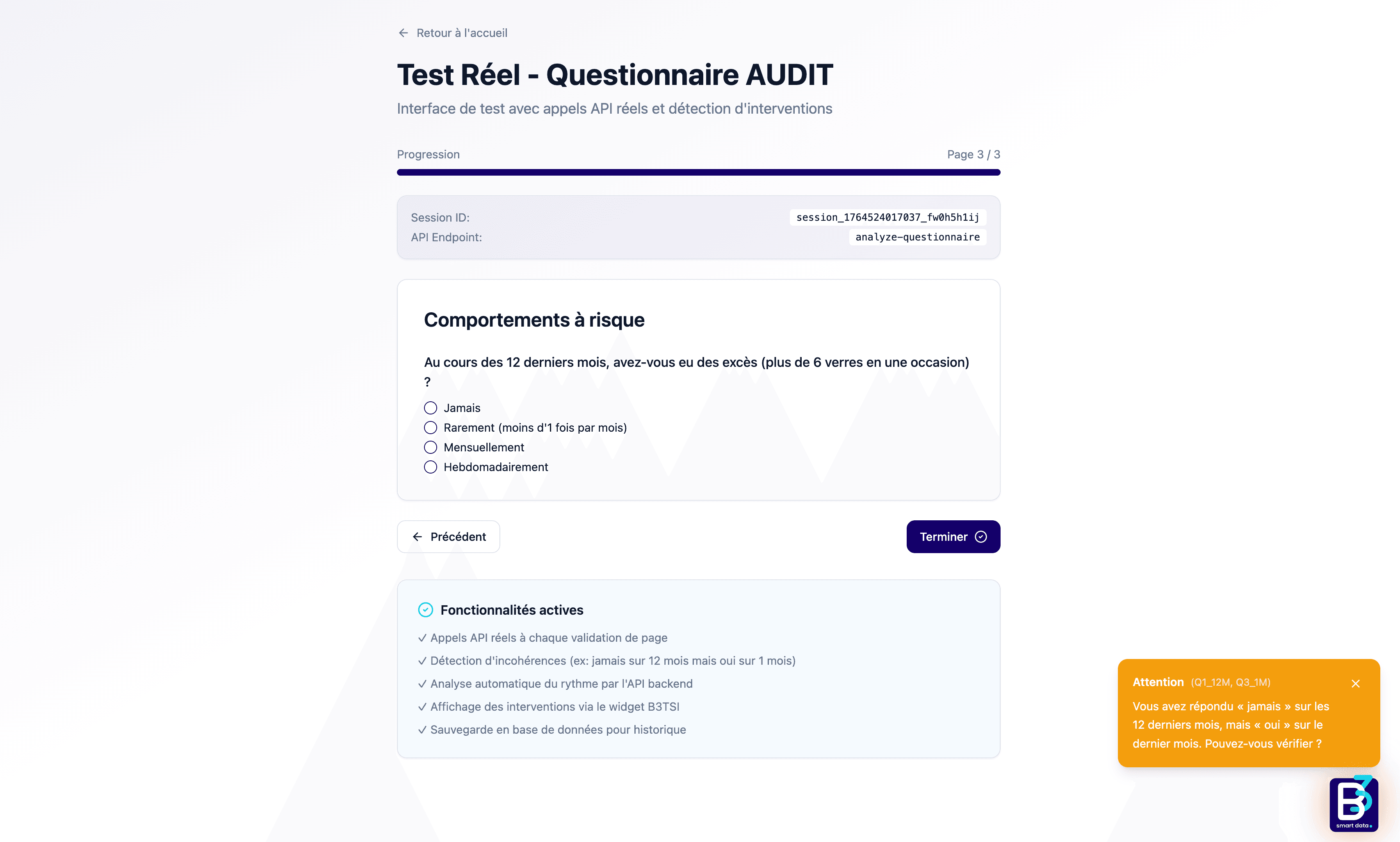 Agent IA pour questionnaires intelligents - Institut d'Études & Analytics